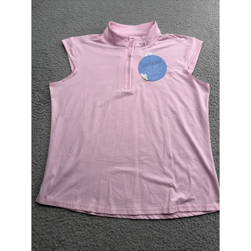 San Soleil Libertini Shirt Top Womens XXL Sleeveless Pink Tennis Pickleball